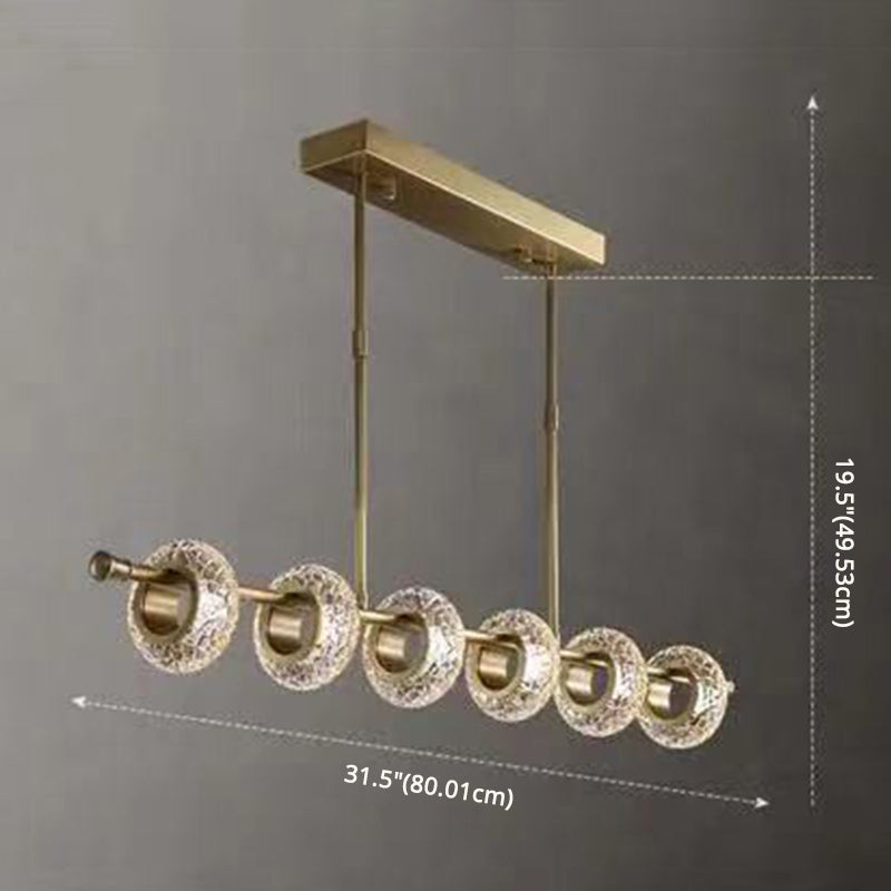 Crackled Crystal Glass Rings Pendant Lighting Postmodern Brass Finish Chandelier for Diner