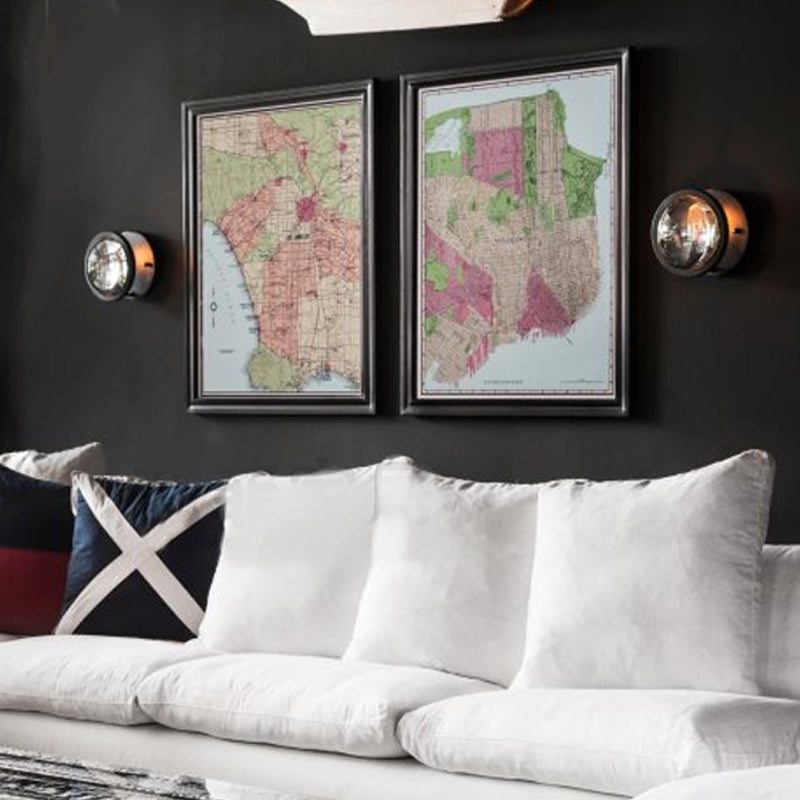 Black Circular Shaped Wall Sconce Modernist Stylish 1 Bulb Metal and Clear Crystal Wall Mount Light for Hallway