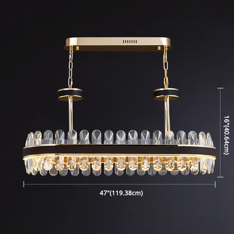 Minimalistische kreisförmige LED-LED-Kristallkristall Wohnzimmer Decke Anhänger Licht in Schwarzgold