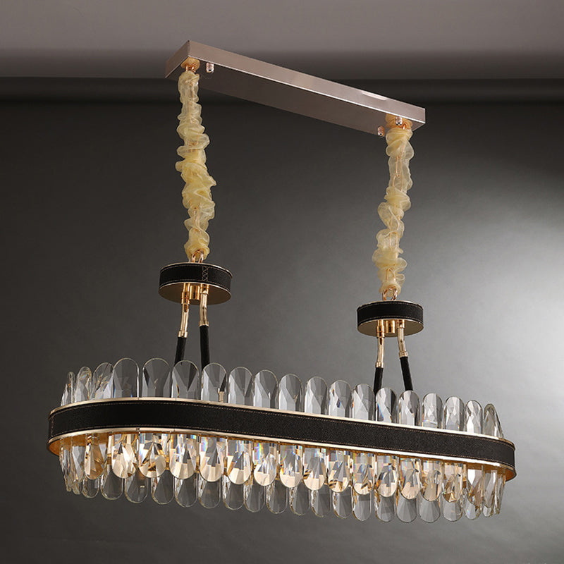 Minimalistische kreisförmige LED-LED-Kristallkristall Wohnzimmer Decke Anhänger Licht in Schwarzgold