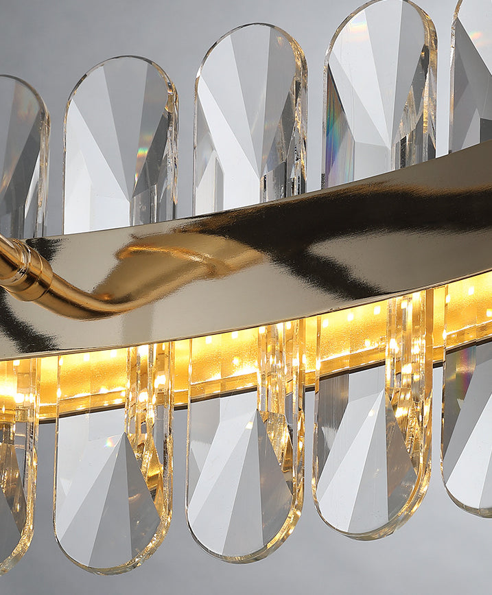 Minimalistische kreisförmige LED-LED-Kristallkristall Wohnzimmer Decke Anhänger Licht in Schwarzgold