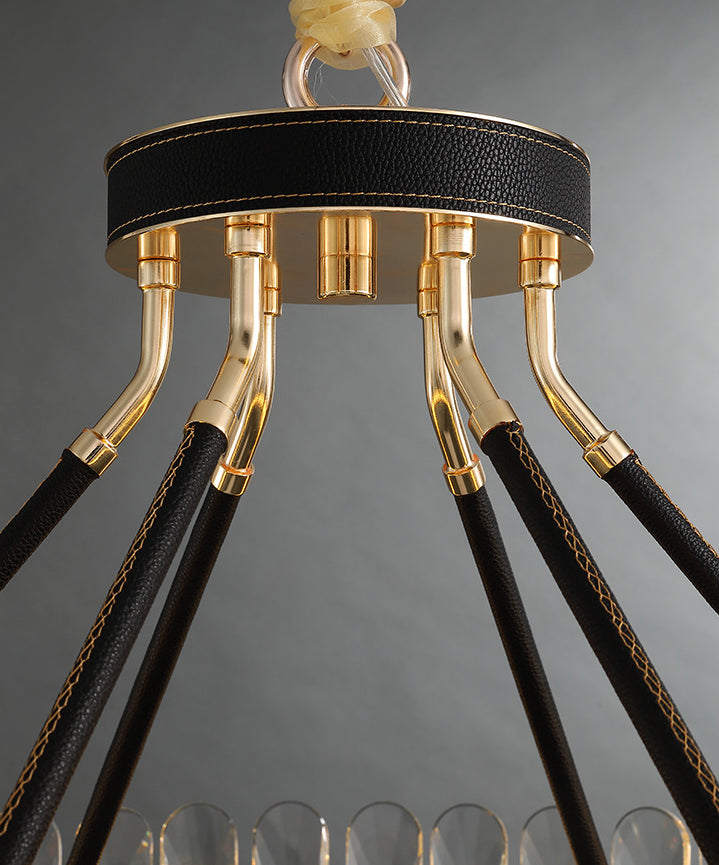 Minimalistische kreisförmige LED-LED-Kristallkristall Wohnzimmer Decke Anhänger Licht in Schwarzgold