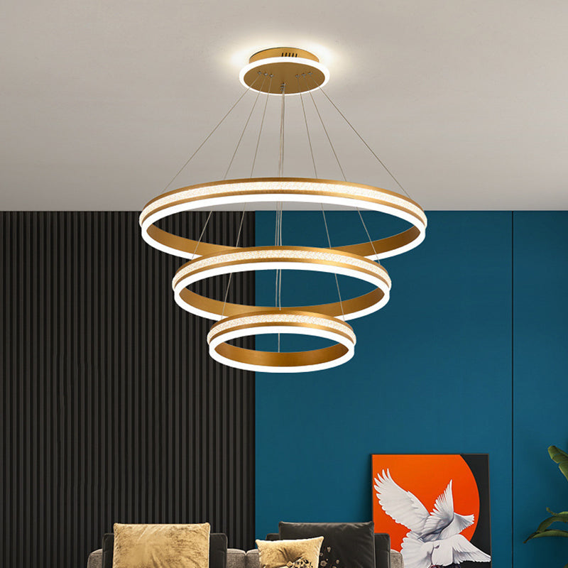 Minimalistische stijlniveaus Kroonluchter verlichting Acryl -salon LED Ring Suspensie Licht armatuur