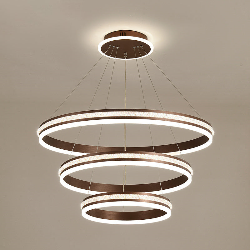 Minimalistische stijlniveaus Kroonluchter verlichting Acryl -salon LED Ring Suspensie Licht armatuur