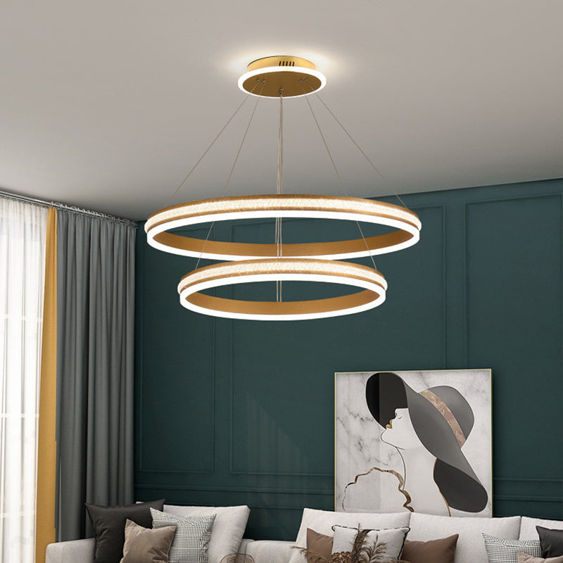Minimalistische stijlniveaus Kroonluchter verlichting Acryl -salon LED Ring Suspensie Licht armatuur