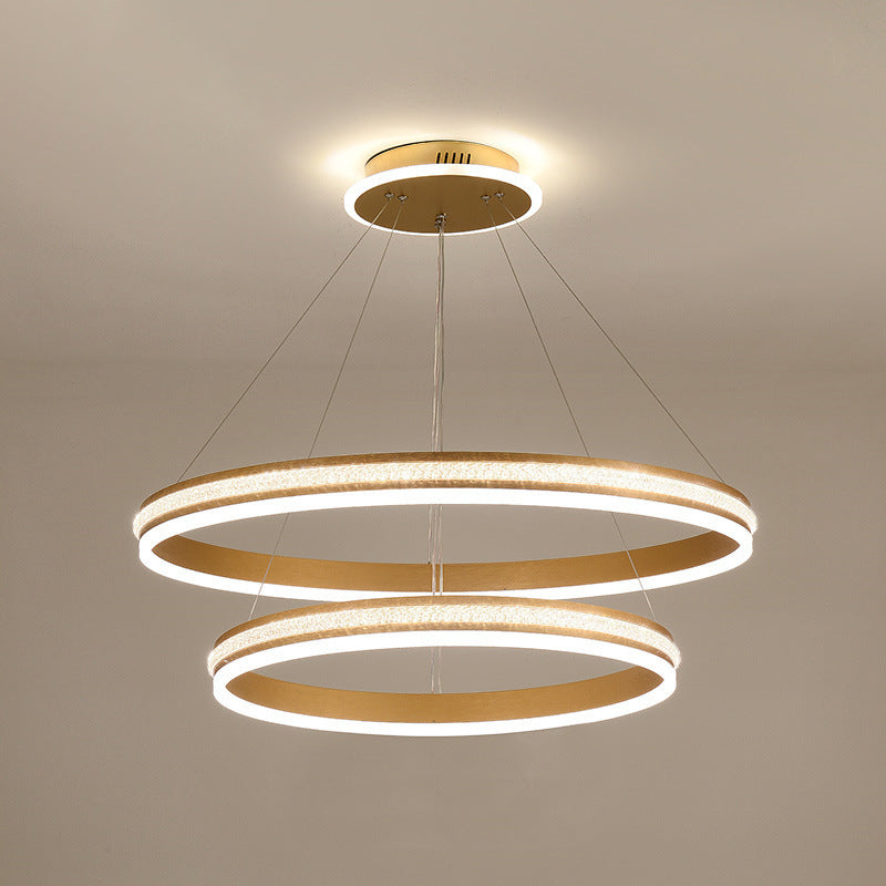 Minimalistische stijlniveaus Kroonluchter verlichting Acryl -salon LED Ring Suspensie Licht armatuur