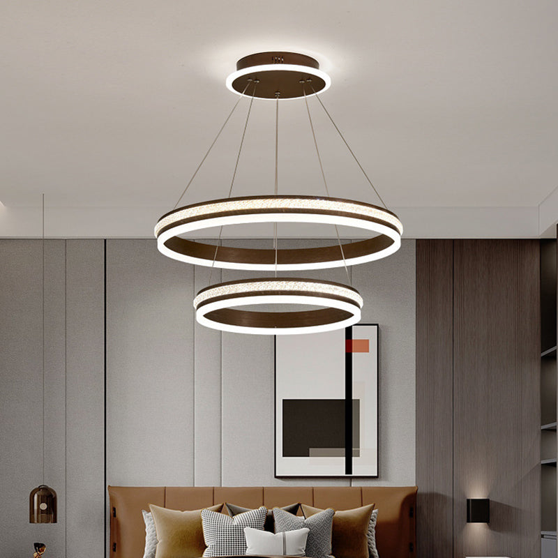 Minimalistische stijlniveaus Kroonluchter verlichting Acryl -salon LED Ring Suspensie Licht armatuur