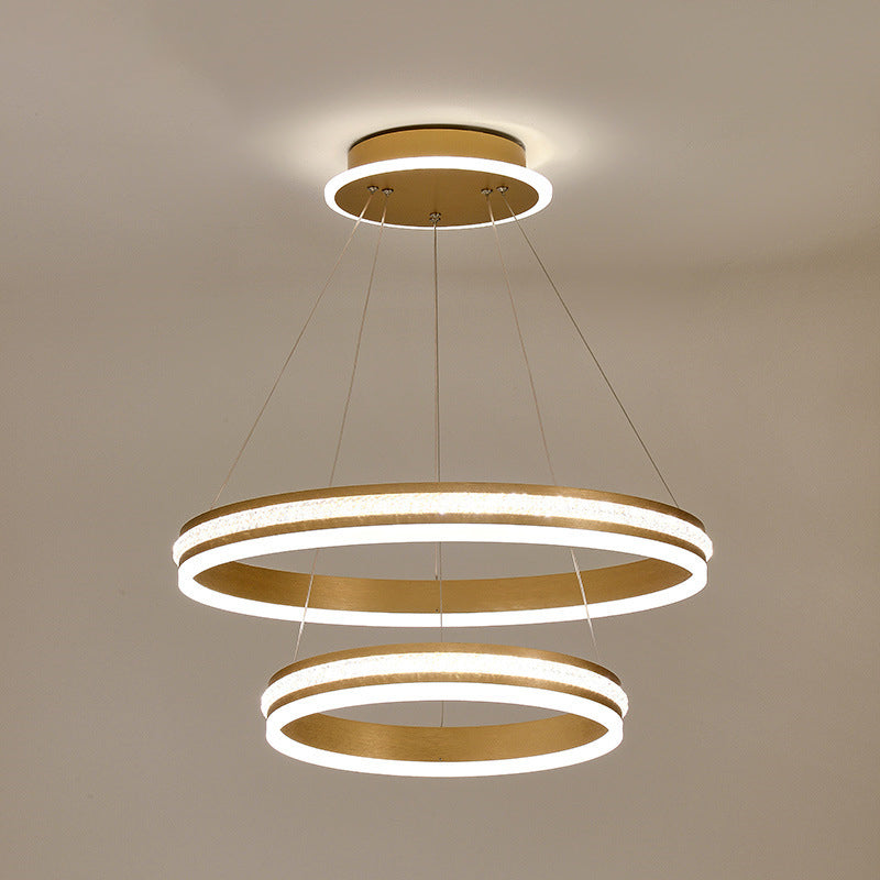 Minimalistische stijlniveaus Kroonluchter verlichting Acryl -salon LED Ring Suspensie Licht armatuur
