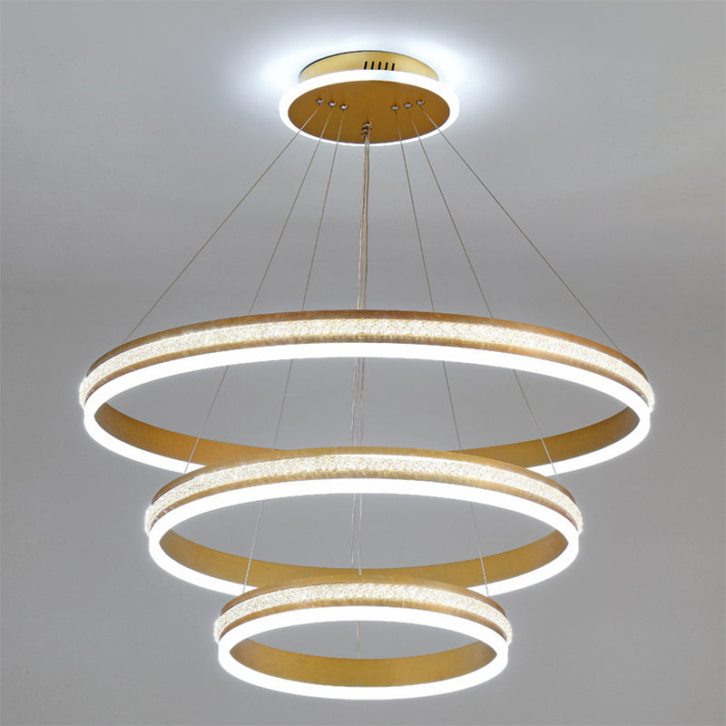 Minimalistische stijlniveaus Kroonluchter verlichting Acryl -salon LED Ring Suspensie Licht armatuur