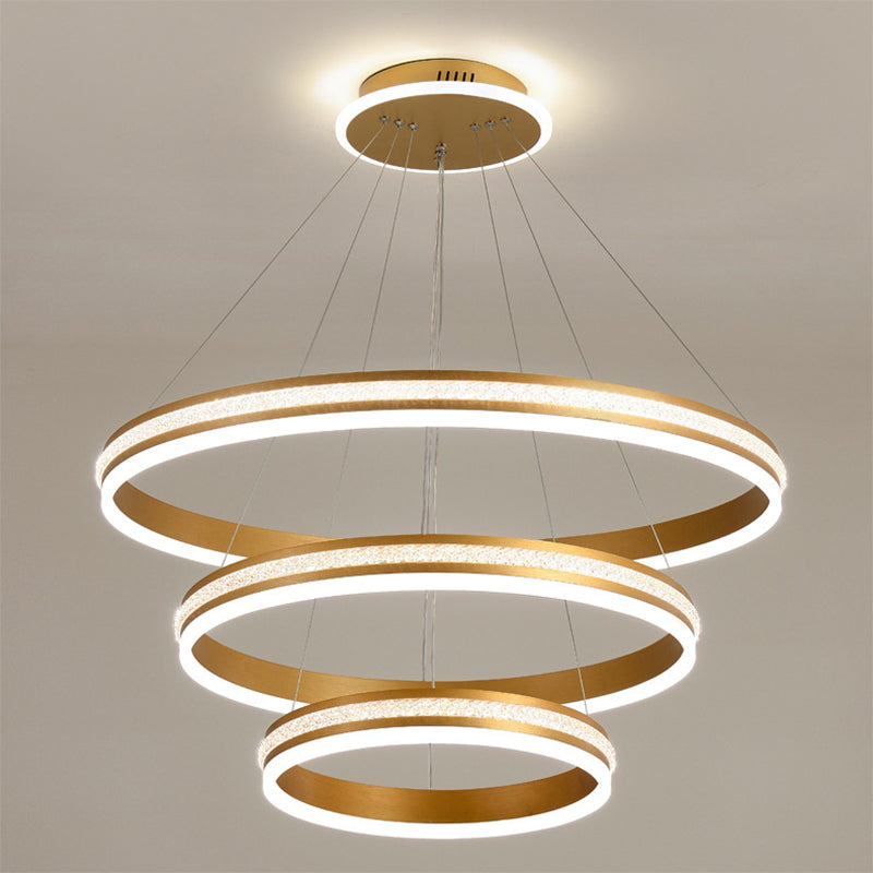 Minimalistische stijlniveaus Kroonluchter verlichting Acryl -salon LED Ring Suspensie Licht armatuur