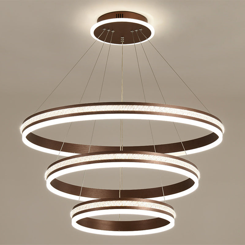 Minimalistische stijlniveaus Kroonluchter verlichting Acryl -salon LED Ring Suspensie Licht armatuur
