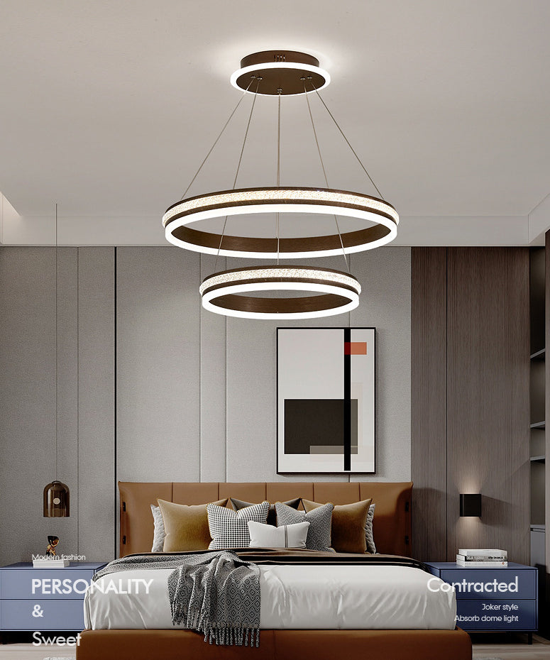 Minimalistische stijlniveaus Kroonluchter verlichting Acryl -salon LED Ring Suspensie Licht armatuur