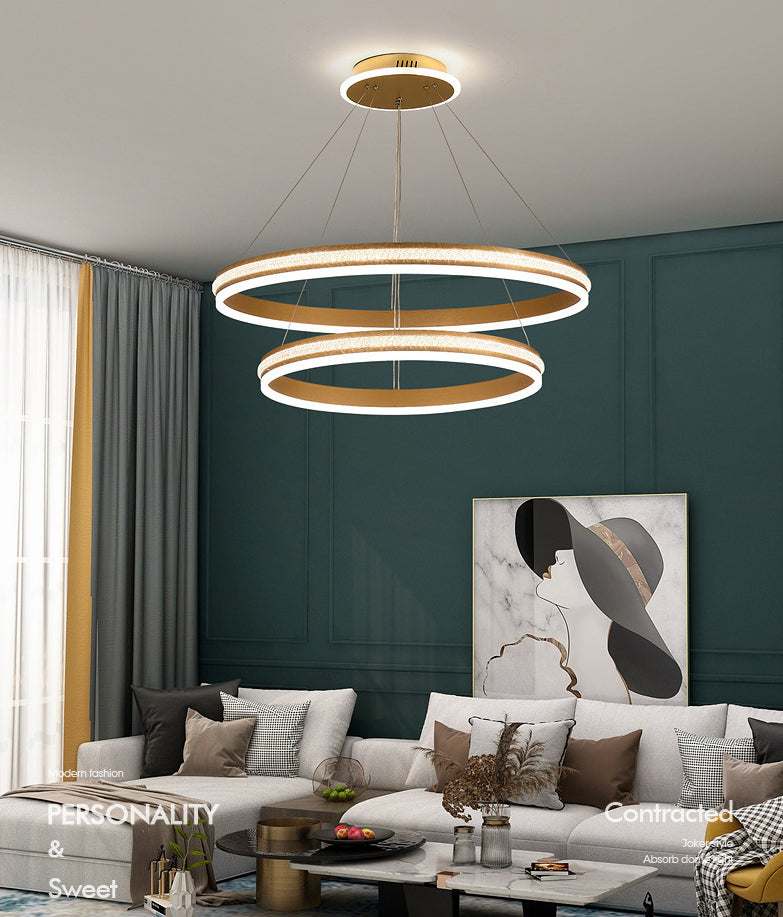 Minimalistische stijlniveaus Kroonluchter verlichting Acryl -salon LED Ring Suspensie Licht armatuur