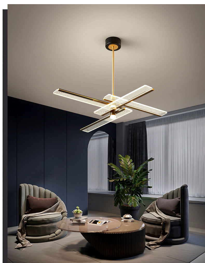 Rectangular Panel Hanging Light Fixture Modern Acrylic Black LED Chandelier for Living Room