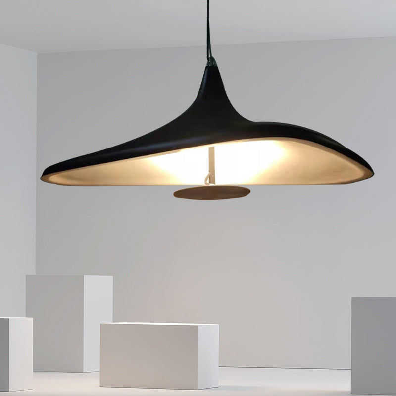 Black Hat Shaped Chandelier Light Fixture Art Deco Resin LED Pendant Lighting for Diner
