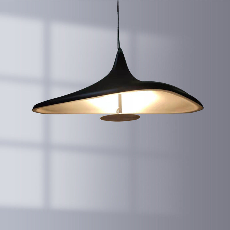 Black Hat Shaped Chandelier Light Fixture Art Deco Resin LED Pendant Lighting for Diner