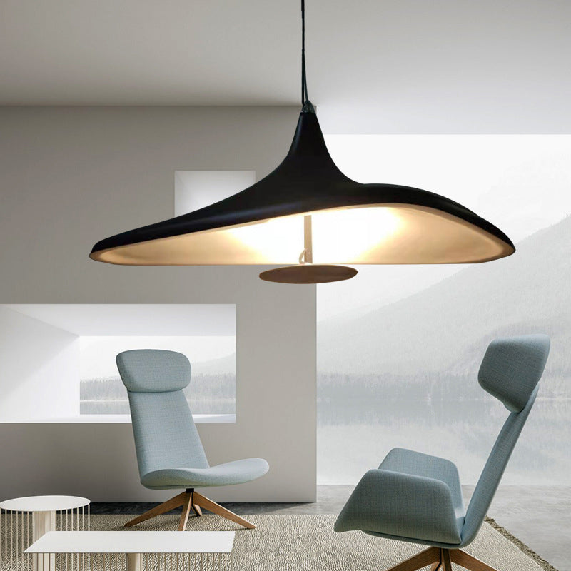 Black Hat Shaped Chandelier Light Fixture Art Deco Resin LED Pendant Lighting for Diner
