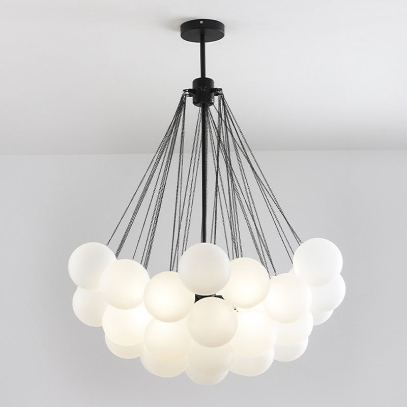 Frosted White Glass Bubbles Suspensie Licht Stijlvolle Noordse kroonluchter voor woonkamer
