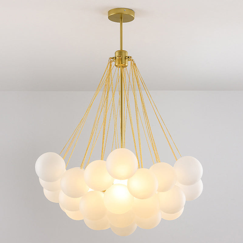 Frosted White Glass Bubbles Suspensie Licht Stijlvolle Noordse kroonluchter voor woonkamer