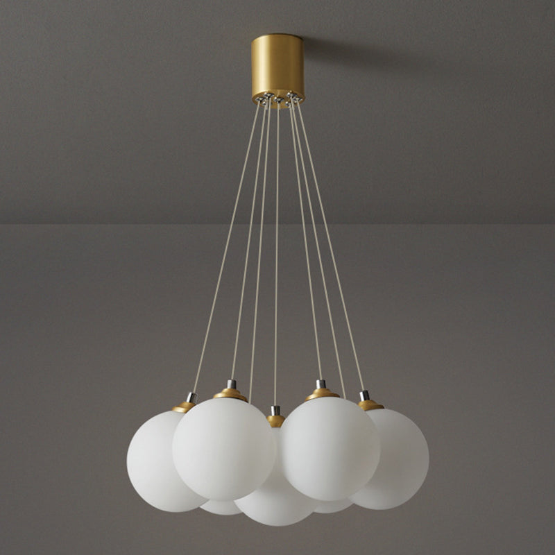 Balloons Hanging Pendant Light Simplicity White Glass Bedroom Chandelier in Gold