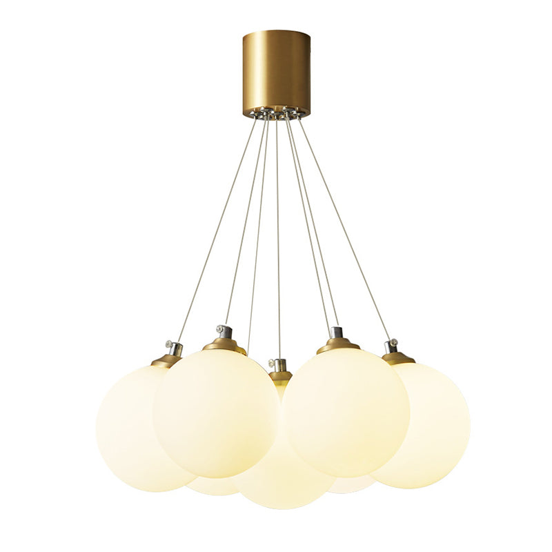 Balloons Hanging Pendant Light Simplicity White Glass Bedroom Chandelier in Gold