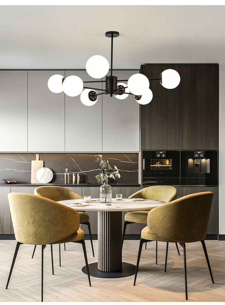 Moderno lampadario a sfera di vetro opal in vetro opale moderno lampada sospensione