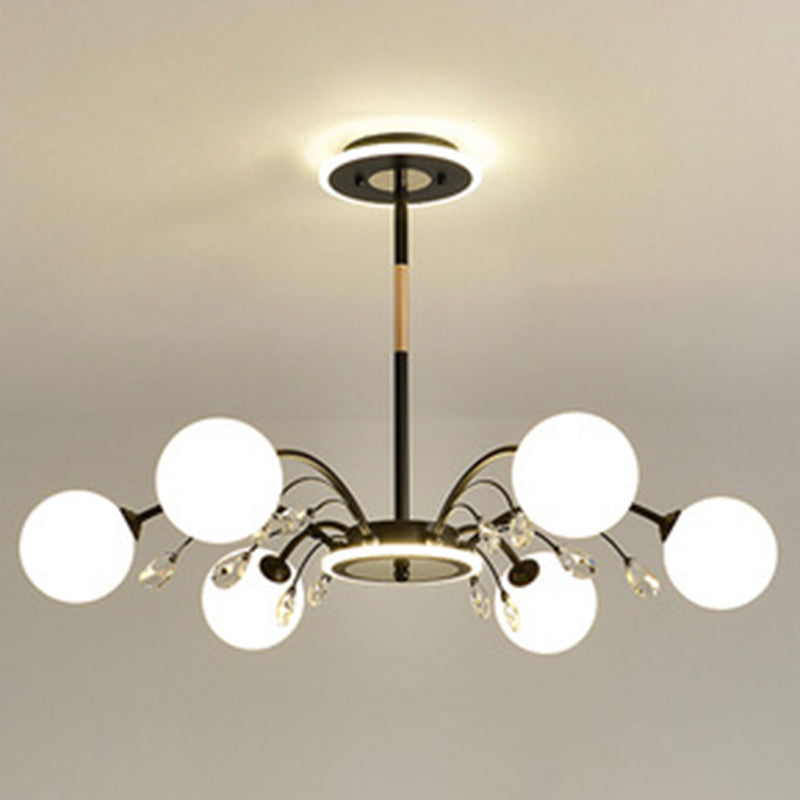 Contemporary Modo Chandelier Lighting Opal Frosted Glass Sitting Room Ceiling Hang Light