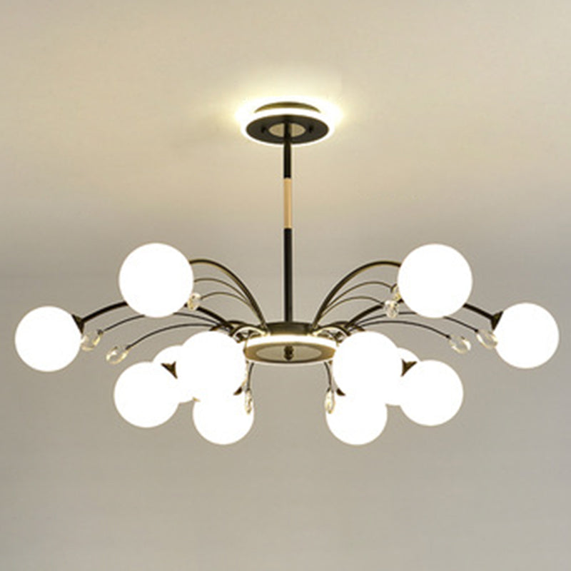 Contemporary Modo Chandelier Lighting Opal Frosted Glass Sitting Room Ceiling Hang Light