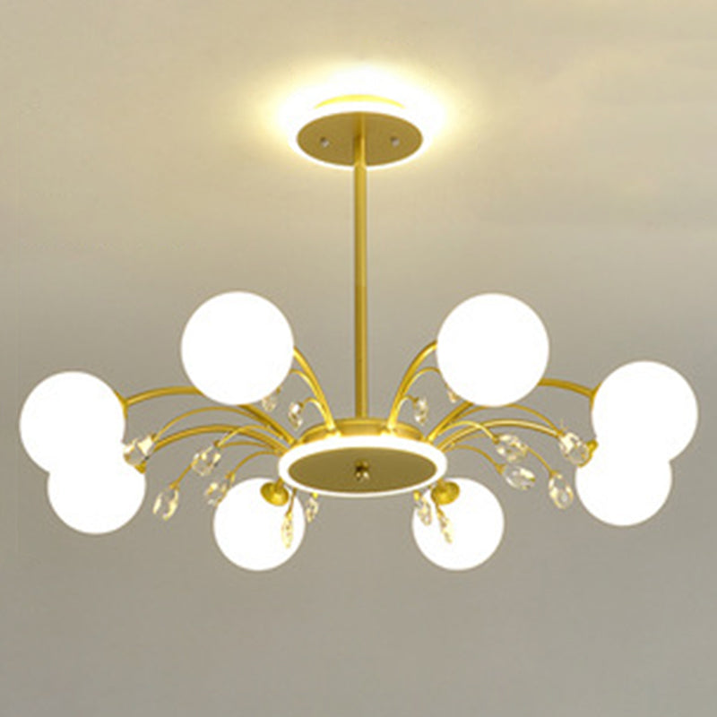 Contemporary Modo Chandelier Lighting Opal Frosted Glass Sitting Room Ceiling Hang Light