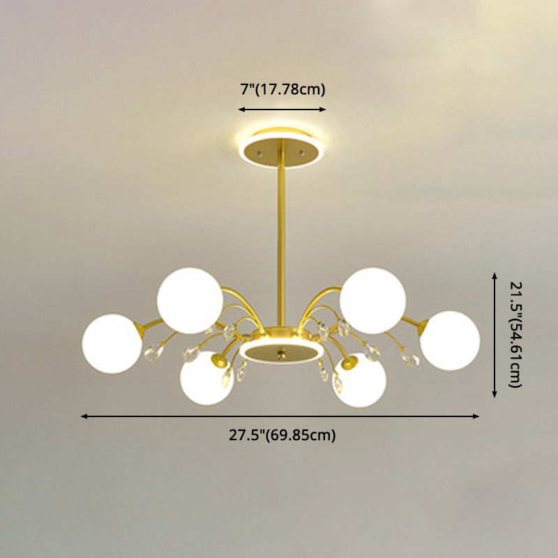 Contemporary Modo Chandelier Lighting Opal Frosted Glass Sitting Room Ceiling Hang Light