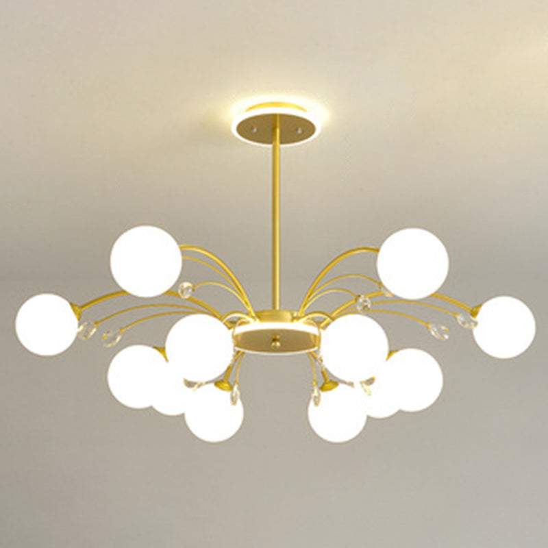 Contemporary Modo Chandelier Lighting Opal Frosted Glass Sitting Room Ceiling Hang Light