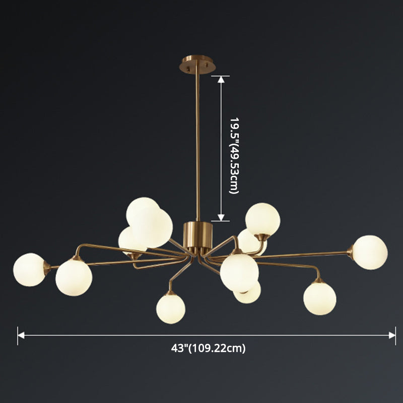 Modos Chandelier Lighting Fixture Simplicity White Glass Brass Finish Ceiling Light for Living Room