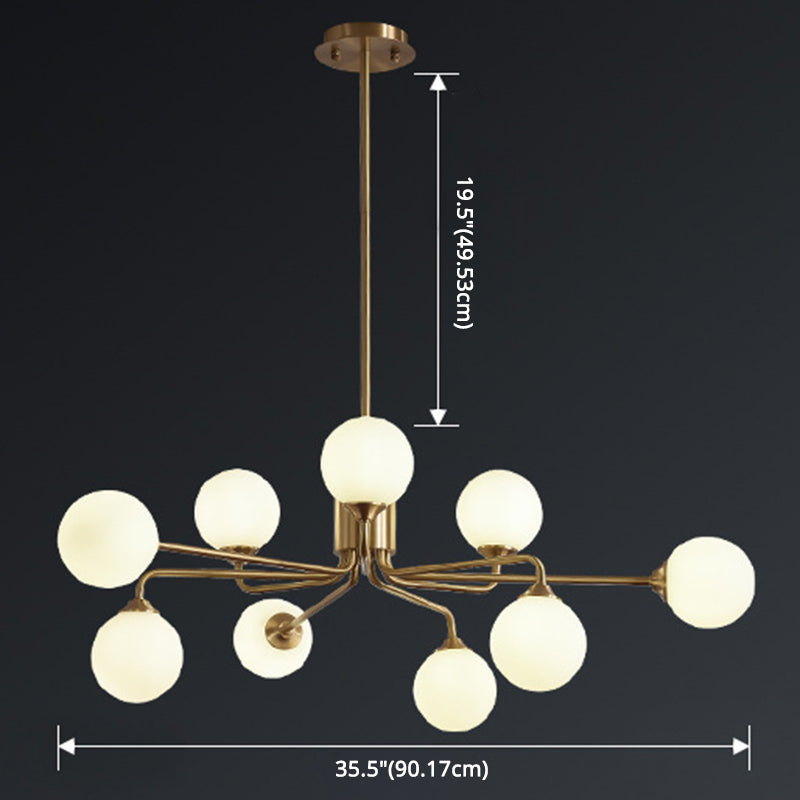 Modos Chandelier Lighting Fixture Simplicity White Glass Brass Finish Ceiling Light for Living Room