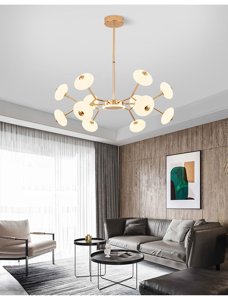 Bean Shaped Chandelier Minimalist Acrylic Bedroom LED Hanging Ceiling Light in Gold