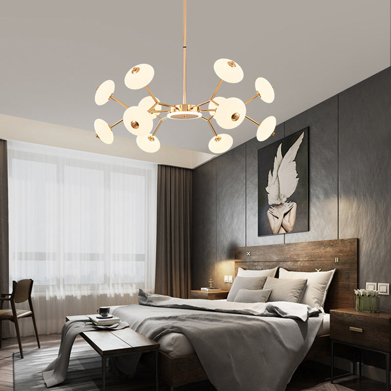 Bean Shaped Chandelier Minimalist Acrylic Bedroom LED Hanging Ceiling Light in Gold