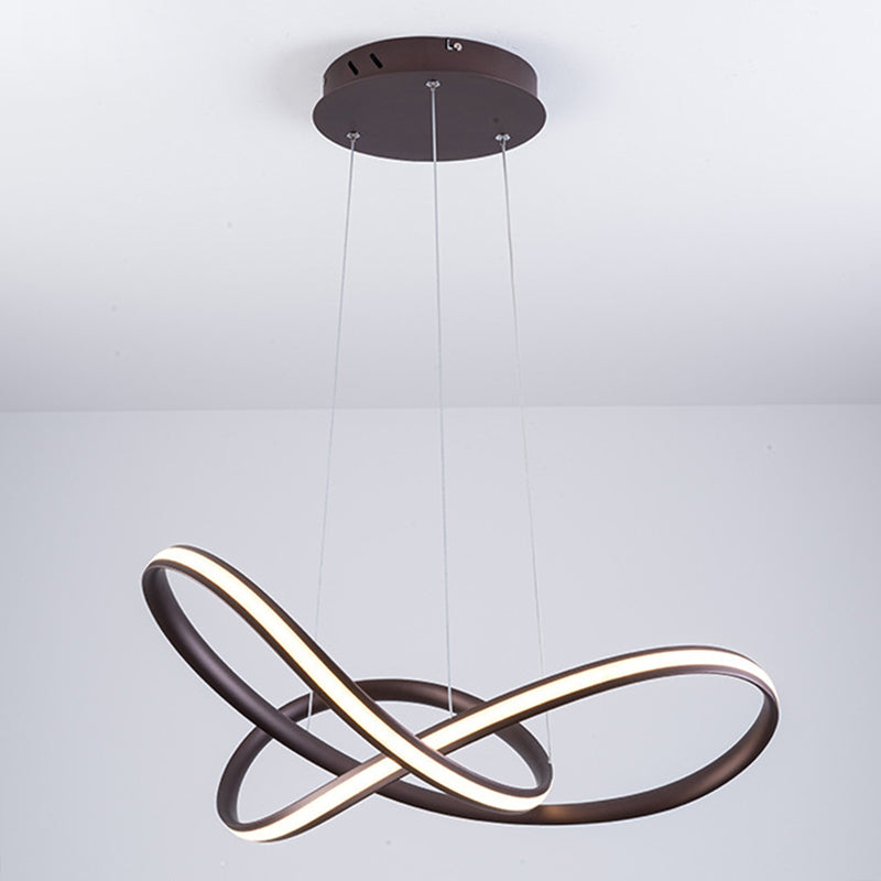 Twisted Strip LED Pendant Lamp Simplicity Metal Bedroom Chandelier in Coffee