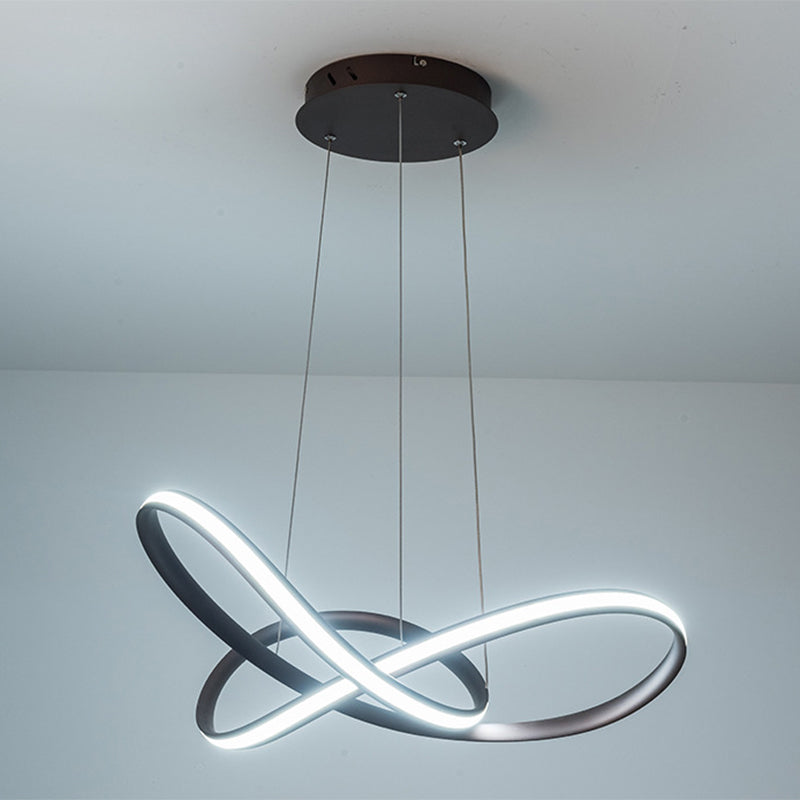 Twisted Strip LED Pendant Lamp Simplicity Metal Bedroom Chandelier in Coffee