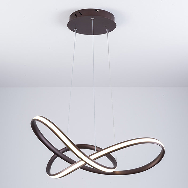 Twisted Strip LED Pendant Lamp Simplicity Metal Bedroom Chandelier in Coffee