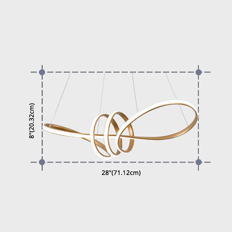 Minimalist Knot Shaped Hanging Lamp Acrylic Restaurant LED Linear Chandelier in Gold
