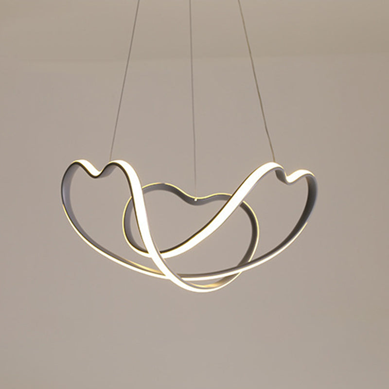 Grey Line Chandelier Lamp Simplicity Metal LED Strip Pendant Light for Dining Room