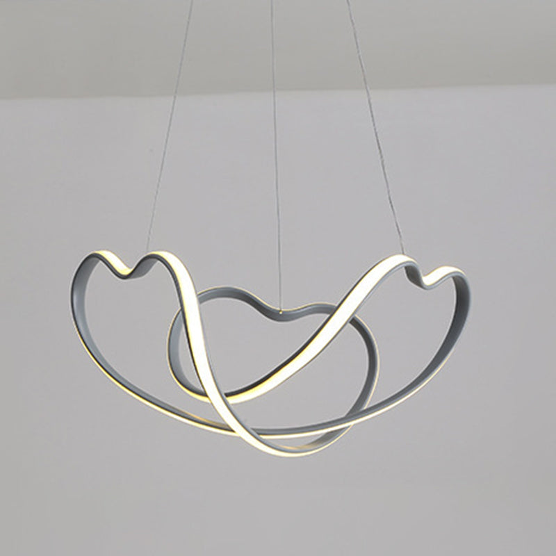 Grey Line Chandelier Lamp Simplicity Metal LED Strip Pendant Light for Dining Room