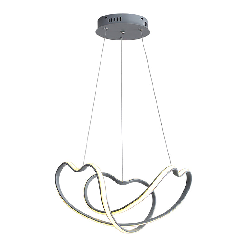 Grey Line Chandelier Lamp Simplicity Metal LED Strip Pendant Light for Dining Room