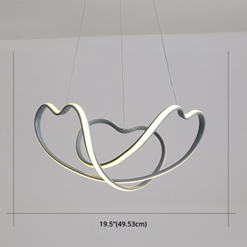 Grey Line Chandelier Lamp Simplicity Metal LED Strip Pendant Light for Dining Room