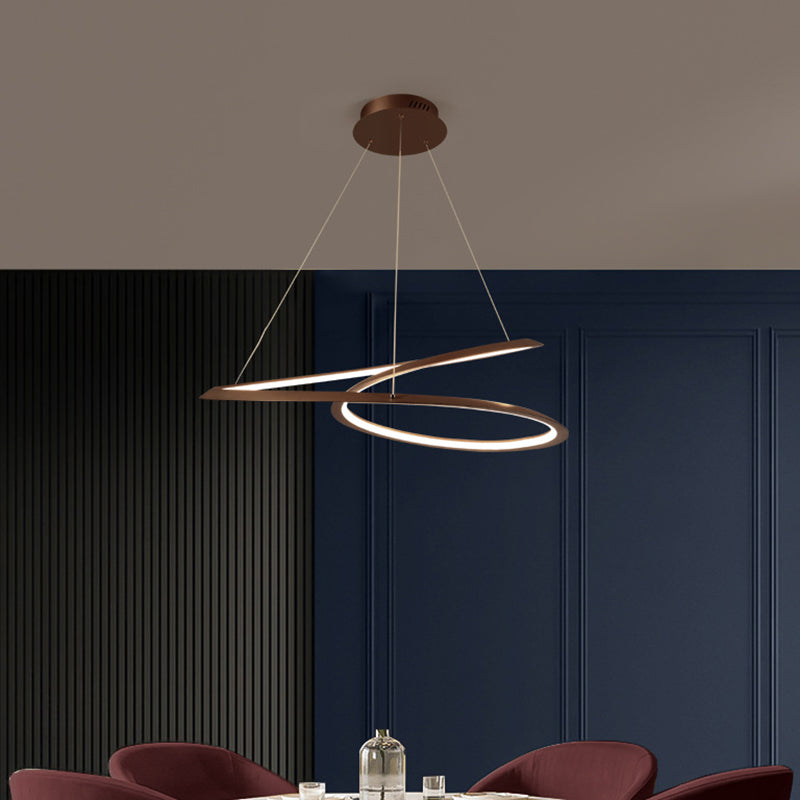 Seamless Curves Metal LED Chandelier Minimalism Suspension Light for Dining Room