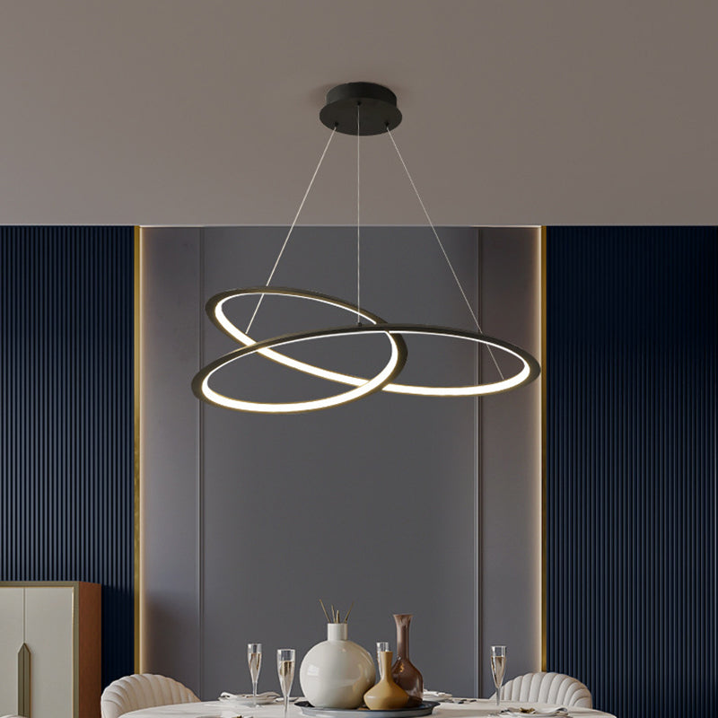 Seamless Curves Metal LED Chandelier Minimalism Suspension Light for Dining Room