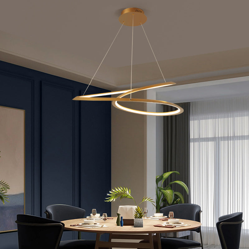 Seamless Curves Metal LED Chandelier Minimalism Suspension Light for Dining Room