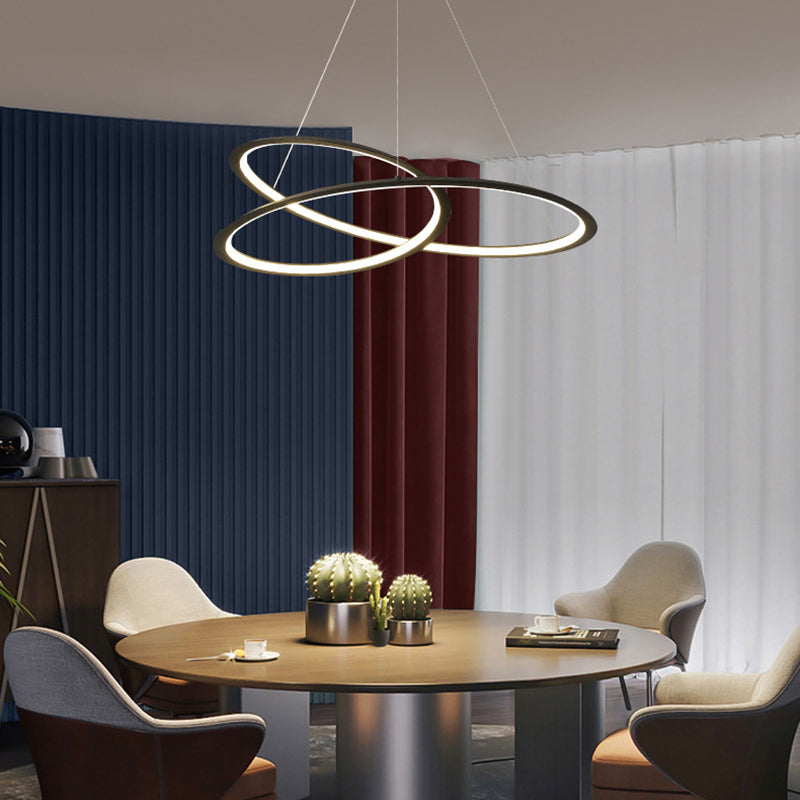 Seamless Curves Metal LED Chandelier Minimalism Suspension Light for Dining Room