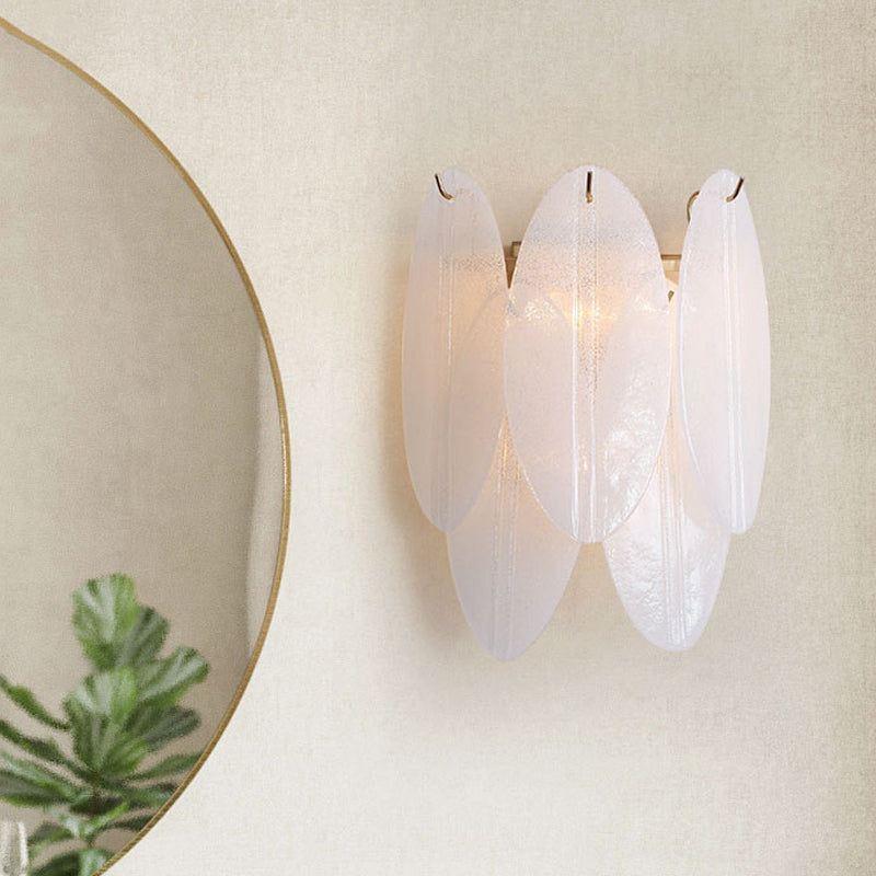Oval-Shaped Wall Lighting Modernism Style White Glass 3 Lights Hallway Wall Sconce Light