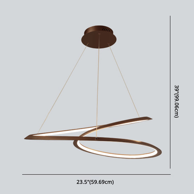 Seamless Curves Metal LED Chandelier Minimalism Suspension Light for Dining Room