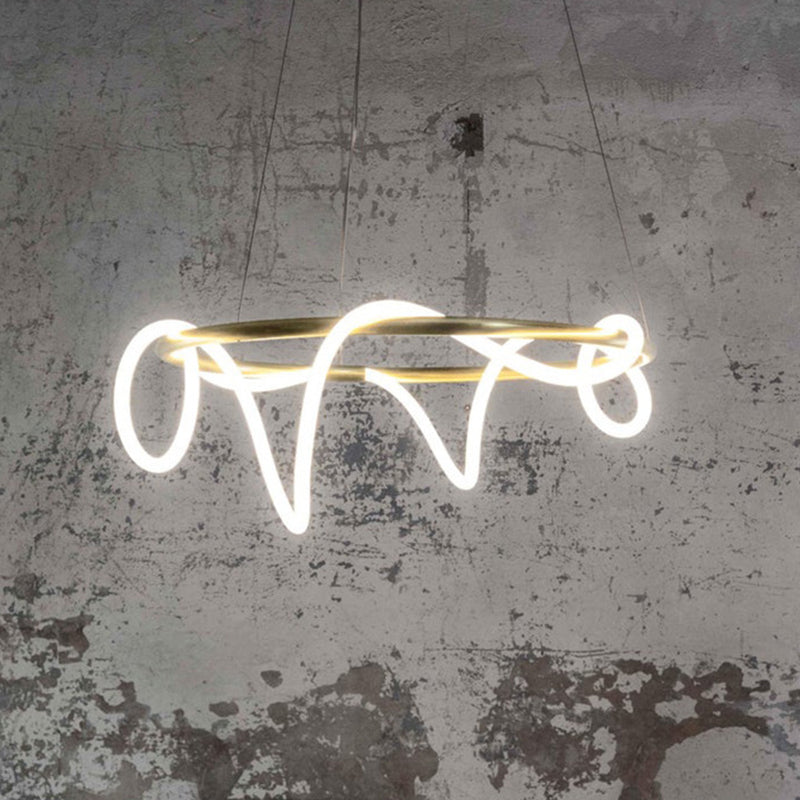 Flexibele buis kroonluchter eenvoud acryl gold led plafond hanger voor woonkamer